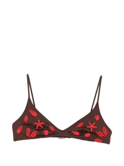 Mc2 Saint Barth Paloma Bead-embellished Triangle Bikini Top In Multi