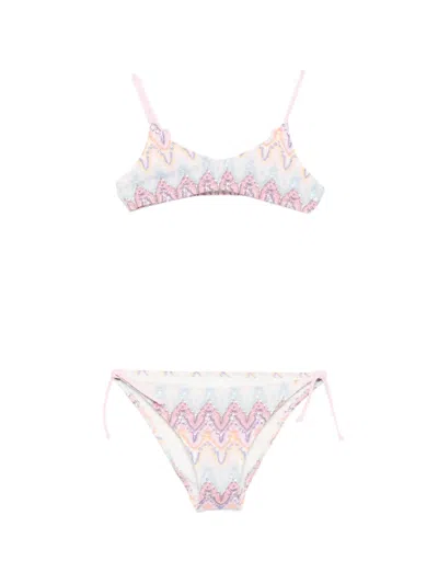 Mc2 Saint Barth Kids' Paloma Jr Chevron-pattern Bikini In Multi