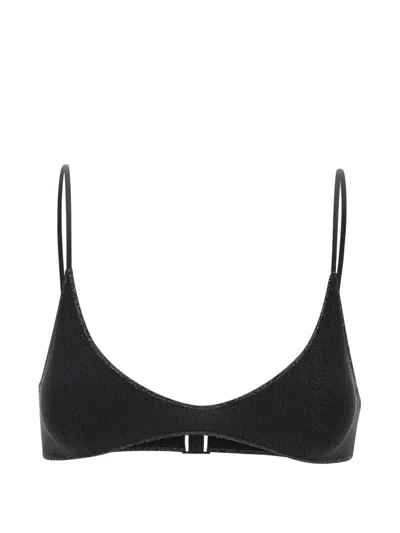 Mc2 Saint Barth Paloma Lurex-effect Bikini Top In Black