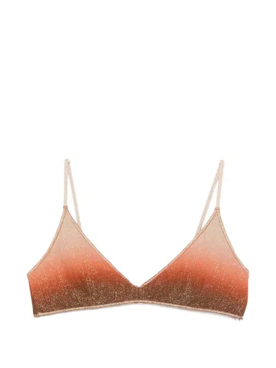 Mc2 Saint Barth Paloma Overlock Glitter Bikini Top In Orange