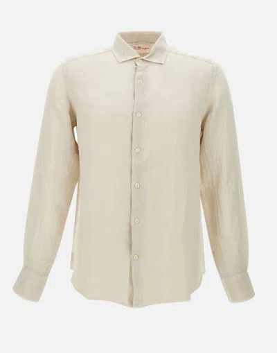 Mc2 Saint Barth Pamplona Beige Linen Shirt In White