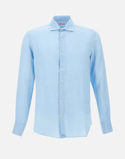 Mc2 Saint Barth Pamplona Linen Shirt In Light Blue