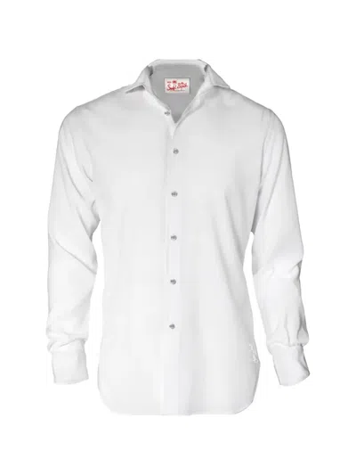 Mc2 Saint Barth White Linen Classic Collar Shirt
