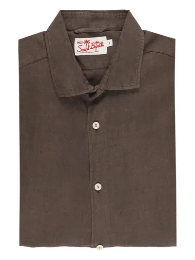 Mc2 Saint Barth Pamplona Long-sleeve Linen Shirt In Brown