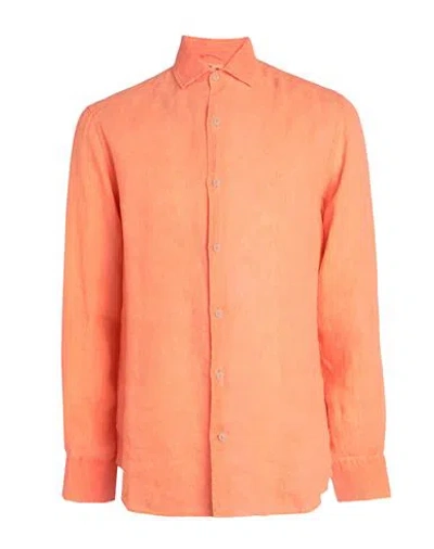 Mc2 Saint Barth Man Fluo Orange Linen Pamplona Shirt