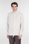Mc2 Saint Barth Pamplona Shirt In Beige Linen In White