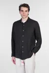 Mc2 Saint Barth Pamplona Shirt In Black Linen In Black