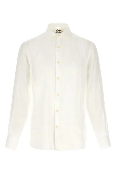 Mc2 Saint Barth Pamplona Long Sleeve Button Down Collar Shirt In White