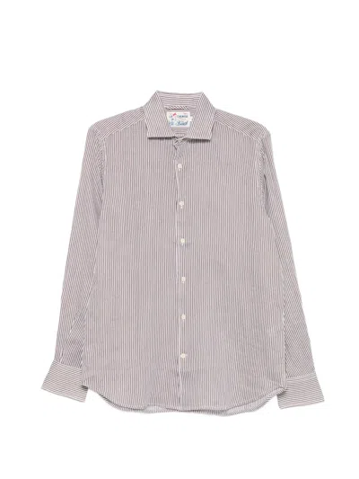 Mc2 Saint Barth Pamplona Striped Shirt In Brown