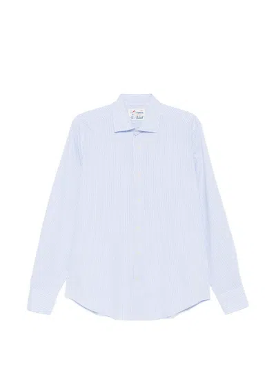 Mc2 Saint Barth Pamplona Striped-print Long-sleeve Shirt In Blue