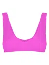 Mc2 Saint Barth Pamy Textured Scoop-neck Bikini Top In Pink