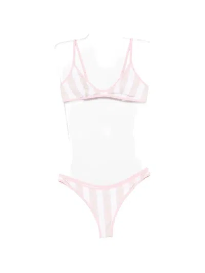 Mc2 Saint Barth Panamy String Striped Bikini In Pink