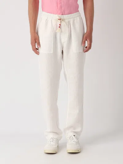 Mc2 Saint Barth Pant With Colisse Linen Trousers In White