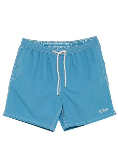 Mc2 Saint Barth Swim Shorts With Back Flap Pocket In Blue