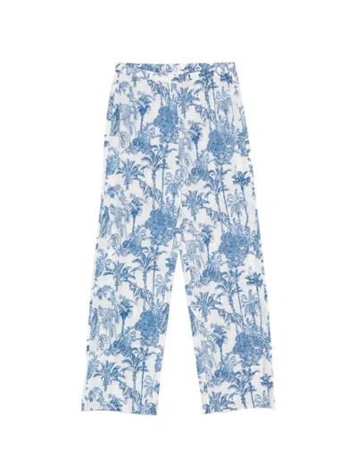 Mc2 Saint Barth Pantaloni Inez In Cotone Con Stampa Azzurra  In Blue