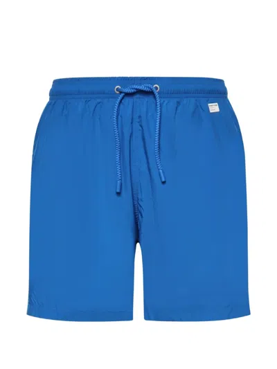 Mc2 Saint Barth Pantone Logo-patch Swim Shorts In Blue