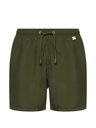 Mc2 Saint Barth Pantone Logo-patch Swim Shorts In Green