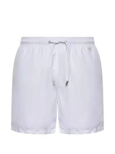 Mc2 Saint Barth Pantone-label Drawstring Swim Shorts In White