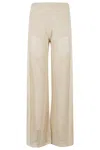 Mc2 Saint Barth Mid-rise Crochet Flare Pants With Elasticized Waistband In Neutral