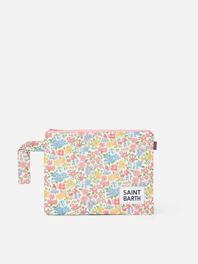Mc2 Saint Barth Pareasy Pochette With Annabelle Print Made With Libery Fabric In Pink