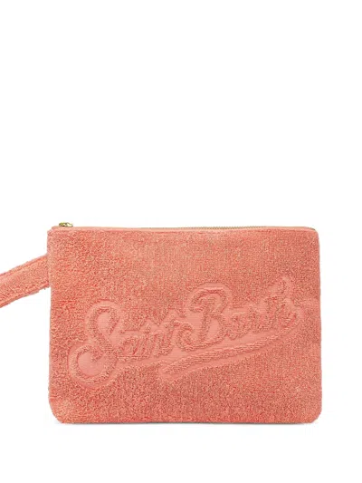 Mc2 Saint Barth Pareasy Pochette With Jacquard Saint Barth Logo In Orange