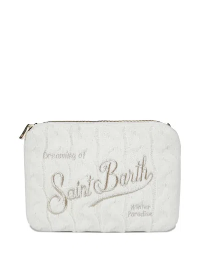 Mc2 Saint Barth Parisienne Cable-knit Clutch Bag In White