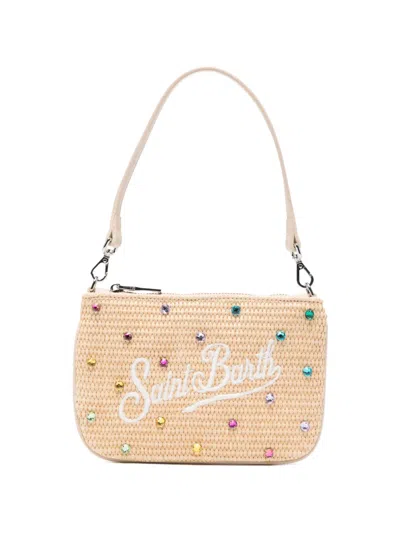 Mc2 Saint Barth Parisienne Crystal-embellished Clutch Bag In Brown