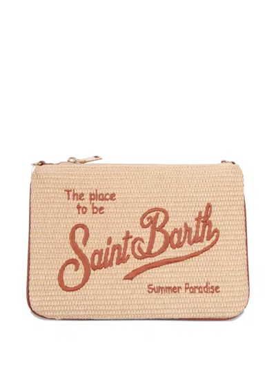 Mc2 Saint Barth Parisienne Embroidered Clutch Bag In Brown