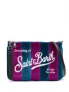 Mc2 Saint Barth Parisienne Logo-embroidered Striped Clutch Bag In Blue