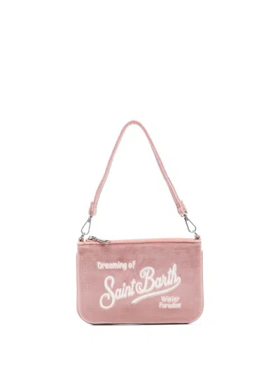 Mc2 Saint Barth Kids' 'parisienne Mini Velvet' Shoulder Bag  In Pink