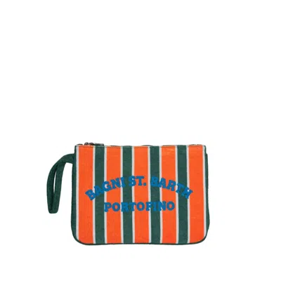 Mc2 Saint Barth Portofino Stripe Sponge Pochette In Green