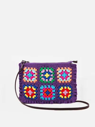 Mc2 Saint Barth Parisienne Violet Crochet Crossbody Bag In Pink