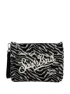 Mc2 Saint Barth Parisienne Zebra Clutch Bag In Black