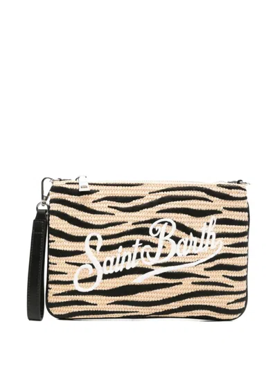 Mc2 Saint Barth Kids' Parisienne Zebra-pattern Clutch Bag In Brown