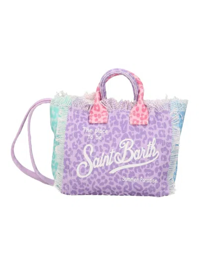 Mc2 Saint Barth Pastel Leopard Print Rectangular Tote Bag In Purple
