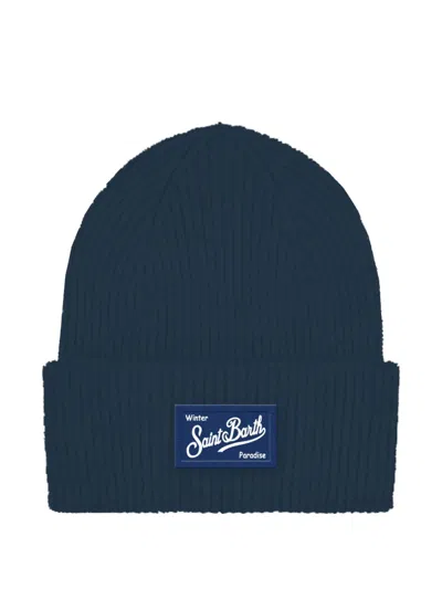 Mc2 Saint Barth Patch-detail Beanie Hat In Blue