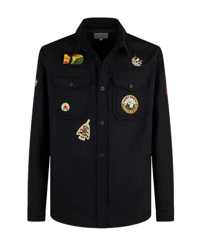 Mc2 Saint Barth Patch Lapel Shirt In Black