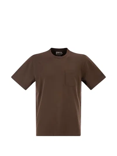 Mc2 Saint Barth Patch-pocket T-shirt In Brown