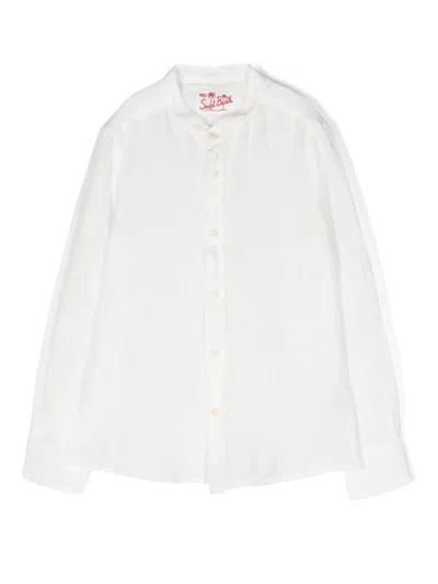 Mc2 Saint Barth Kids' Pati Linen Shirt In White