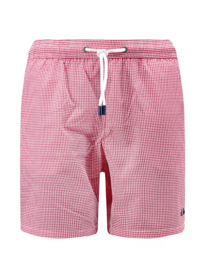 Mc2 Saint Barth Patmos Gingham Swim Shorts In Red