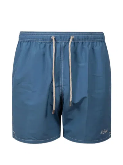Mc2 Saint Barth Patmos Logo-embroidered Drawstring Swim Shorts In Blue