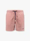 Mc2 Saint Barth Patmos Swim Trunks With Seersucker Stripes Print In Red