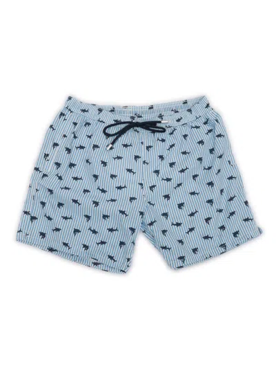 Mc2 Saint Barth Patmos-seersucker Shark Stripes 31 In Light Blue