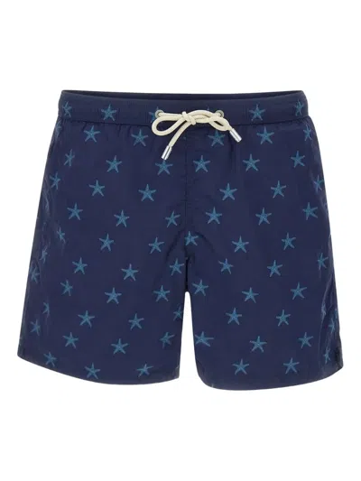 Mc2 Saint Barth Patmos Starfish-print Swim Shorts In Blue