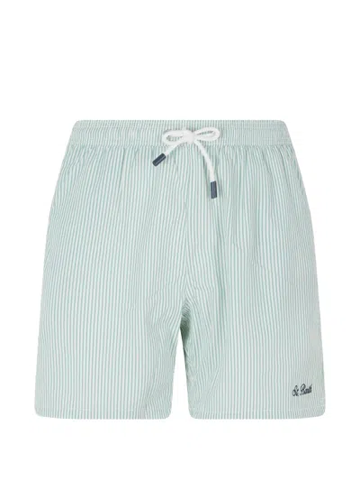 Mc2 Saint Barth Patmos Striped Swim Shorts In Green