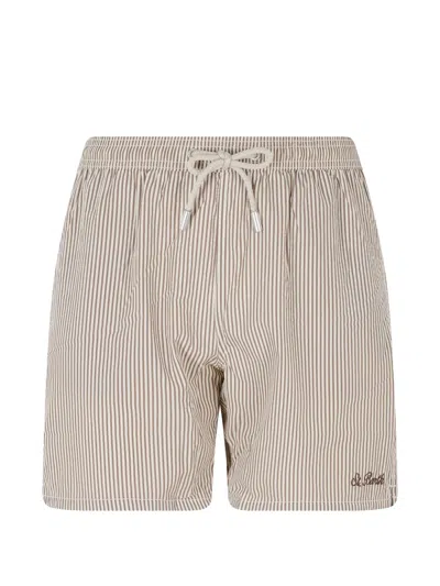 Mc2 Saint Barth Patmos Striped Swim Shorts In Neutral
