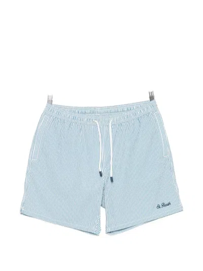 Mc2 Saint Barth Patmos Striped-pattern Drawstring Swim Shorts In Blue