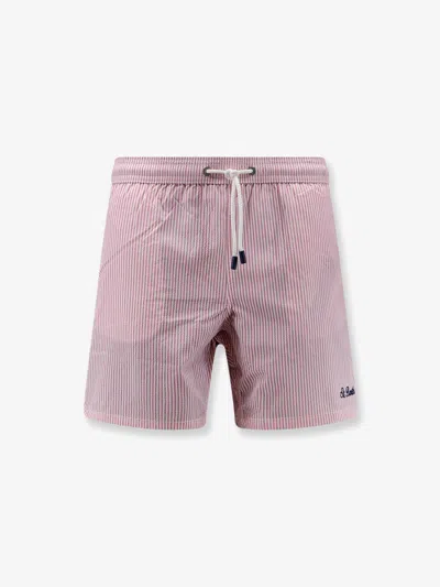 Mc2 Saint Barth Patmos Swim Trunks With Striped Motif In Pink