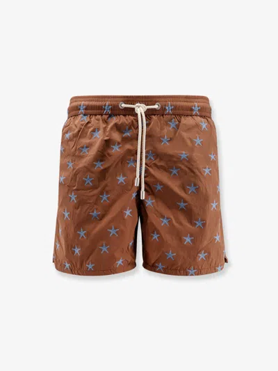 Mc2 Saint Barth Patmos The Riviera Nylon Swim Trunks In Brown