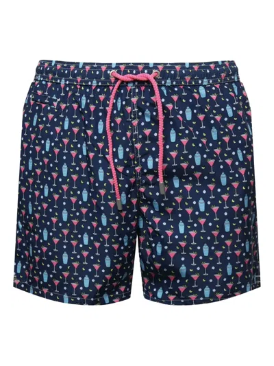Mc2 Saint Barth Pattern-jacquard Swim Shorts In Blue